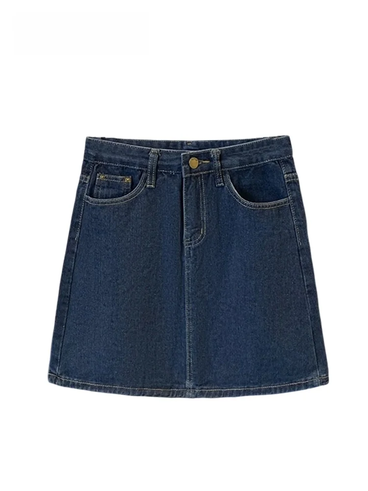 

High Waist plus Size Denim Skirt Women Summer Loose Flattering Meat Covering New Style A-Line Skirt Polyester Fiber