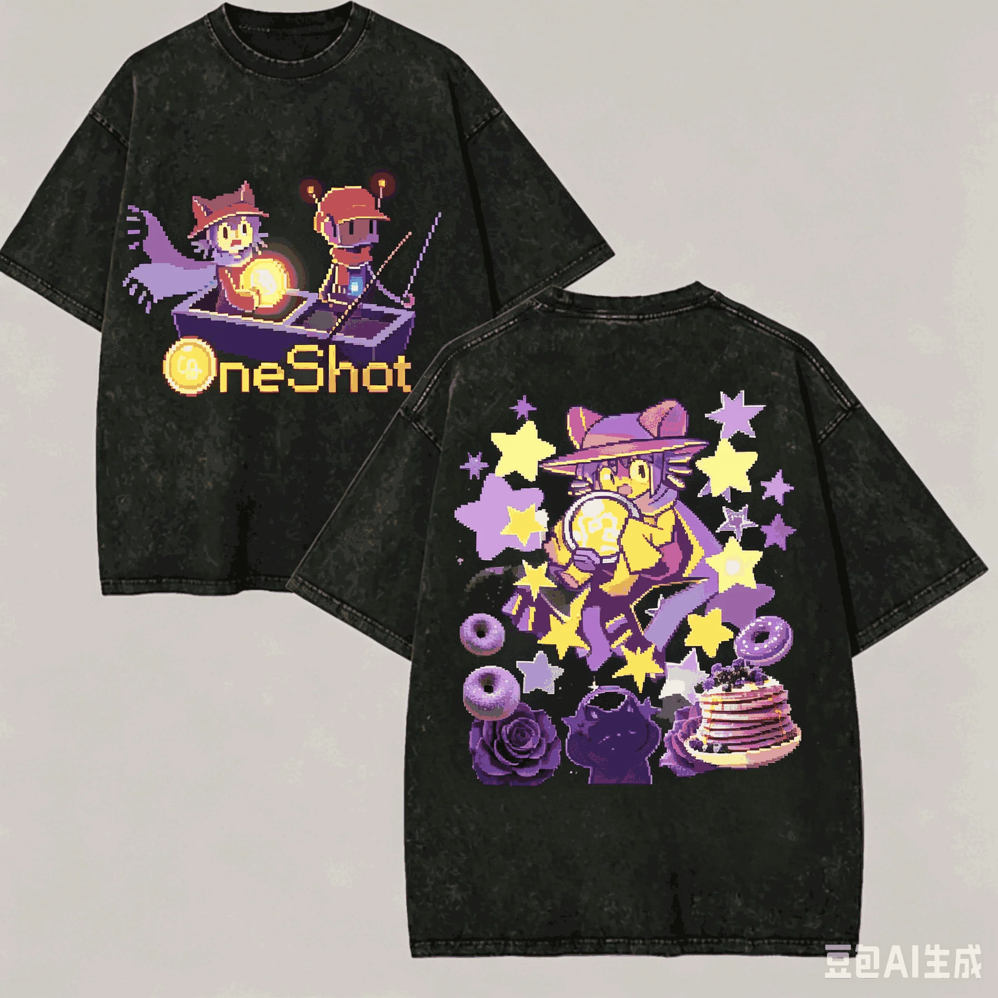 OneShot Washed T-shirt Anime Lover Harajuku New Model Oversized Vintage Loose Streetwear Classic Unisex high quality Comfortable