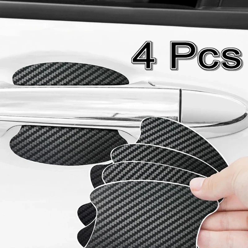 6 Color 4Pcs Car Door Sticker Carbon Fiber Scratches Resistant Cover Auto Handle Protection Film Exterior Styling Accessories