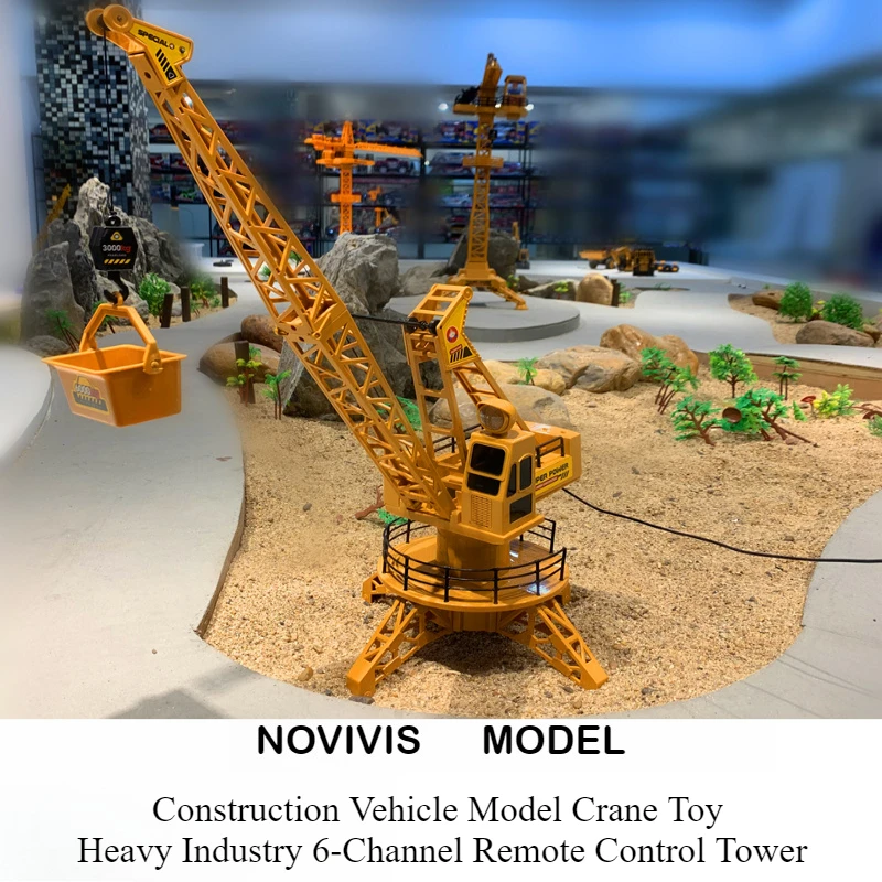 

6CH RC Crane Truck - Construction Engineering Toy, Remote Control Tower Crane with Working Lights for Boys Kids