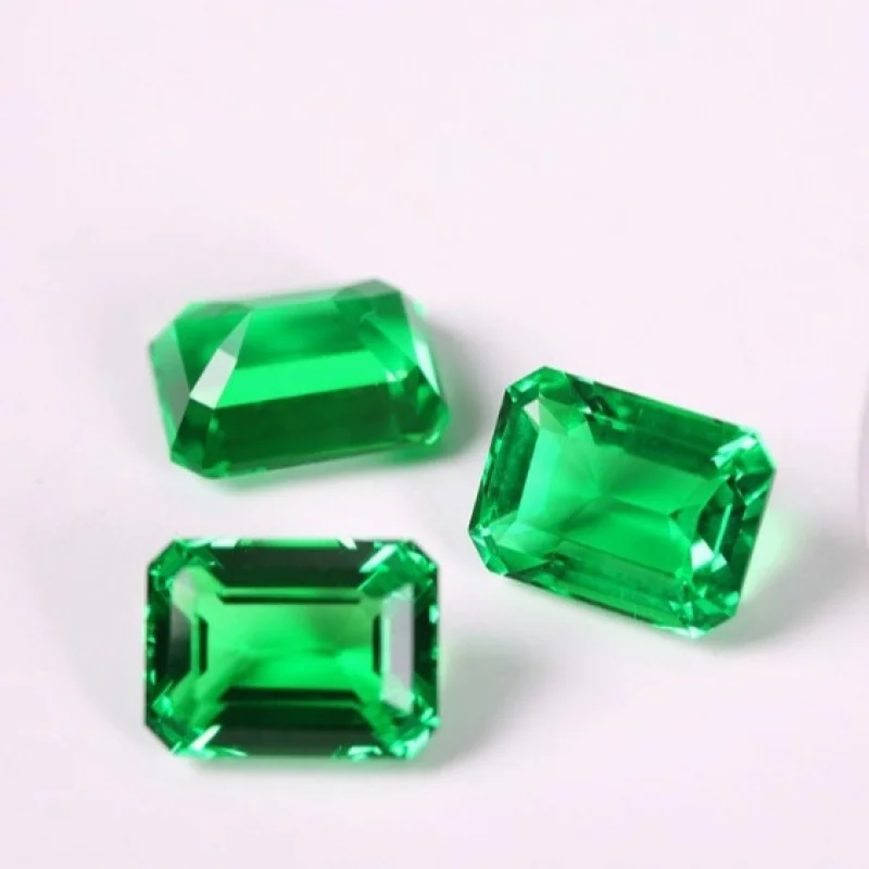 

Lab Grown Emerald Zambia Emerald Cut Loose Gemstone In Stock Wholesale Available for Setting Regenerated Emerald Loose Gemstone