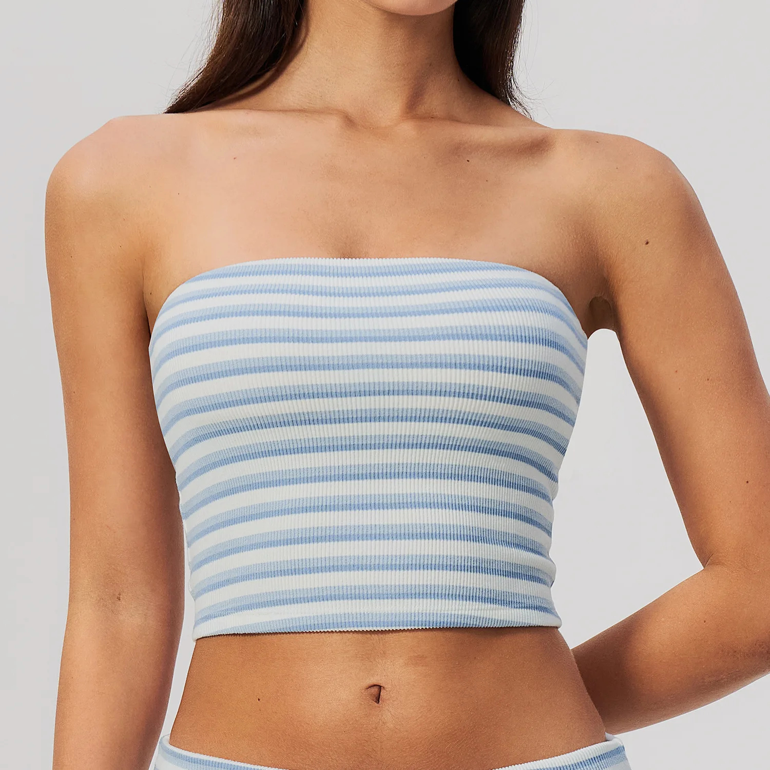 Neues nahtloses, trägerloses,  – Seamless Ribbed Workout Tank Top Bewertung und Preis