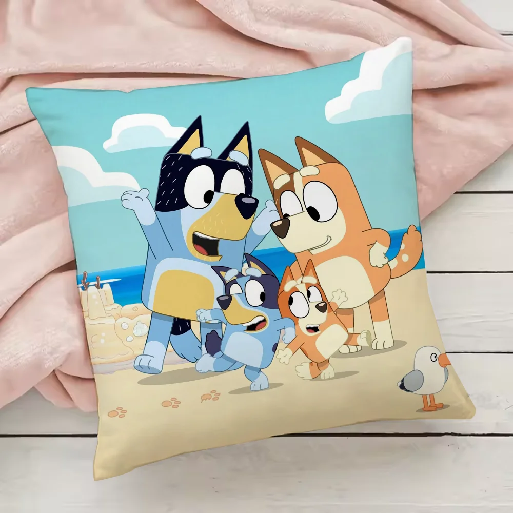 Bluey-B-B-B-Blueys كيس وسادة كيس وسادة مضادة للغبار وسحاب غير مرئي حريري قصير غطاء وسادة أريكة قطيفة