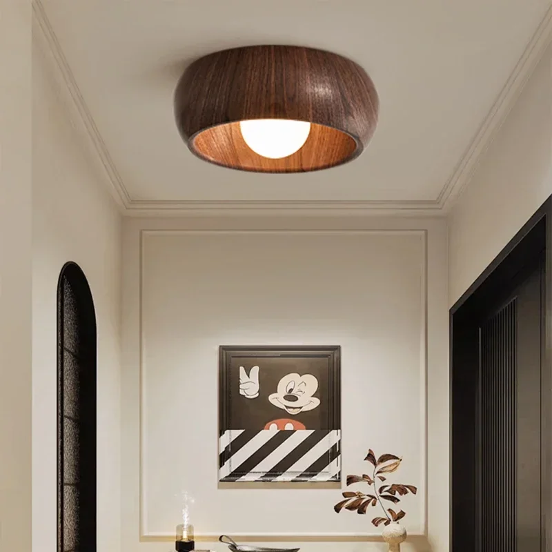 Modern Creative Wood Grain Color Ceiling Light Nordic Bedroom Lighting Room Decoration Full Spectrum Balcony Ceiling Light