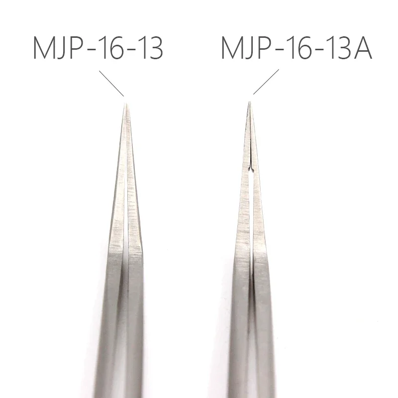 Nova pena dourada prolongada pinças MJP16-13A série convexa superfície da extensão da pestana pinça sem magnetismo anti estática