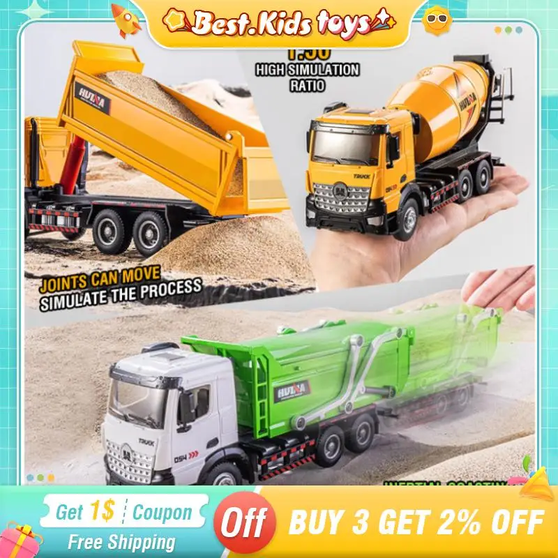 

1:50 Alloy Mixer Truck Pull Back Simulation Dump Truck Model Sliding Engineering Car Soil Transport Vehicle Kids Toys Boy Gifts