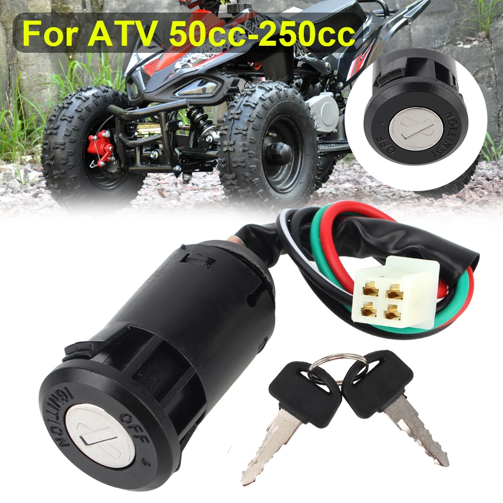 

4 Pin Wire Ignition Key Switch Set Universal Ignition Key Barrel Switch Motorcycle Karting Ignition Switch for ATV 50-250cc