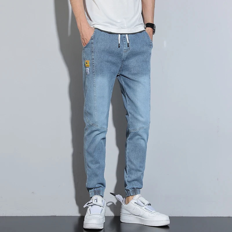 Lente Zomer Nieuwe Koreaanse Mode Jeans Heren Elastische Slim Fit Kleine Voeten Heren Denim Broek Voor Heren Licht Blauw Grijs Zwart