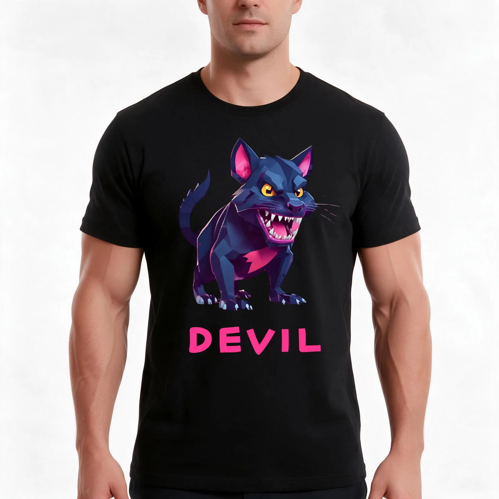 Devil (Tasmanian) T-Shirt, Summer Casual Cotton Tee, Oversized Streetwear Tops, Vintage Graphic Print, Loose Fit Short Sleeve