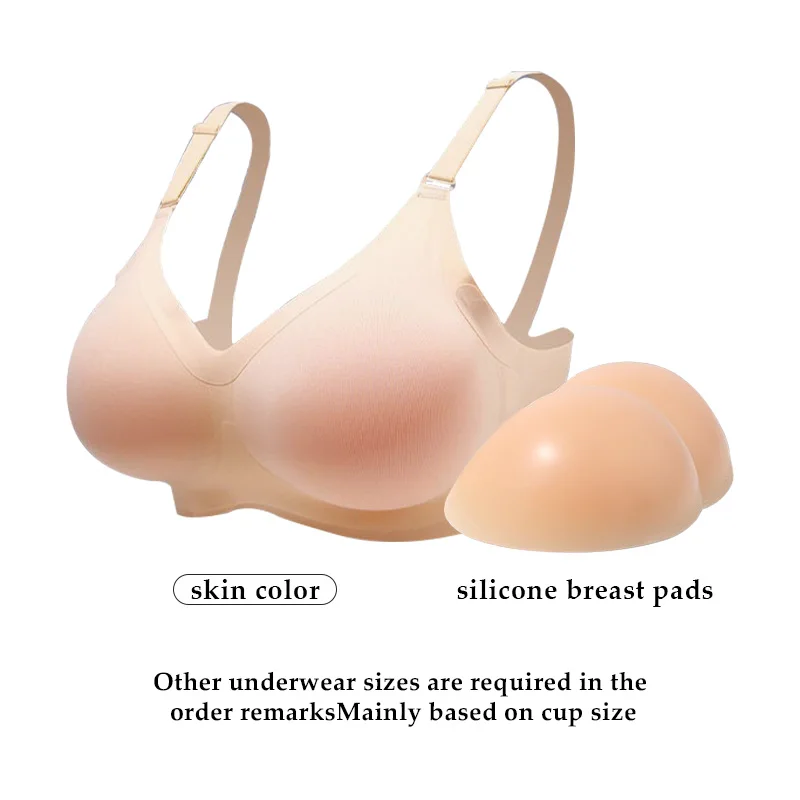 Cosplay Crossdresser Silicone Bra With Breast Detachable 2-in-1 Converge Chest Shape Flat Chest Turns Larger Instantly