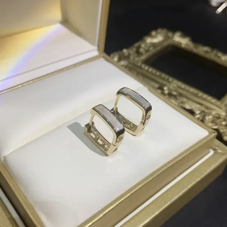 

925 Sterling Silver Geometric square Earrings Temperament Simple Inlaid for Women Wedding Jewelry Accessories