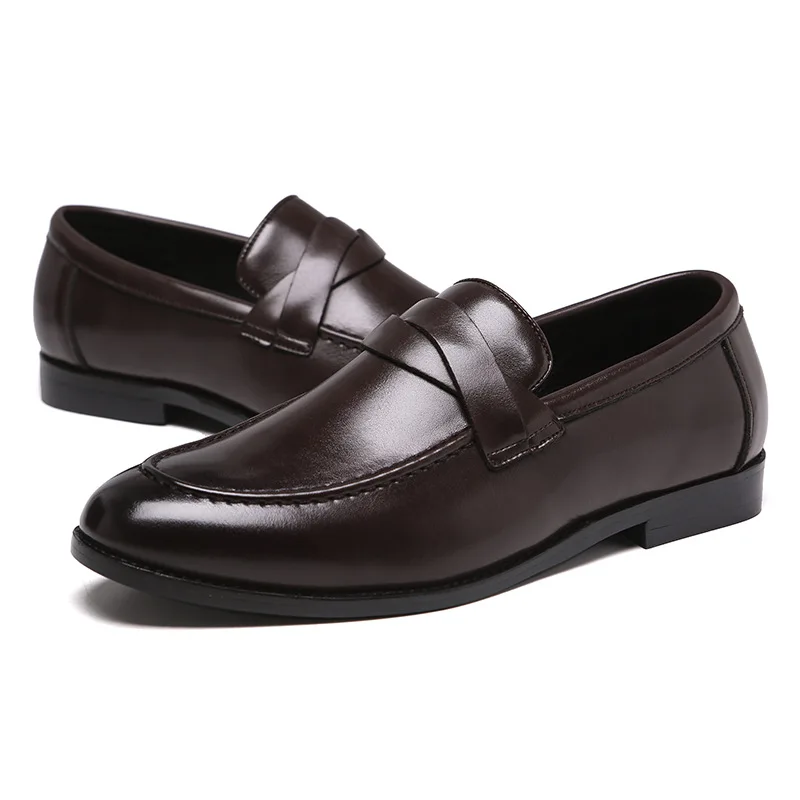 Mocassins de couro masculino, sapatos de casamento formal, sapatos casuais de negócios, marrom e preto elegantes, designer, tamanho 37-48