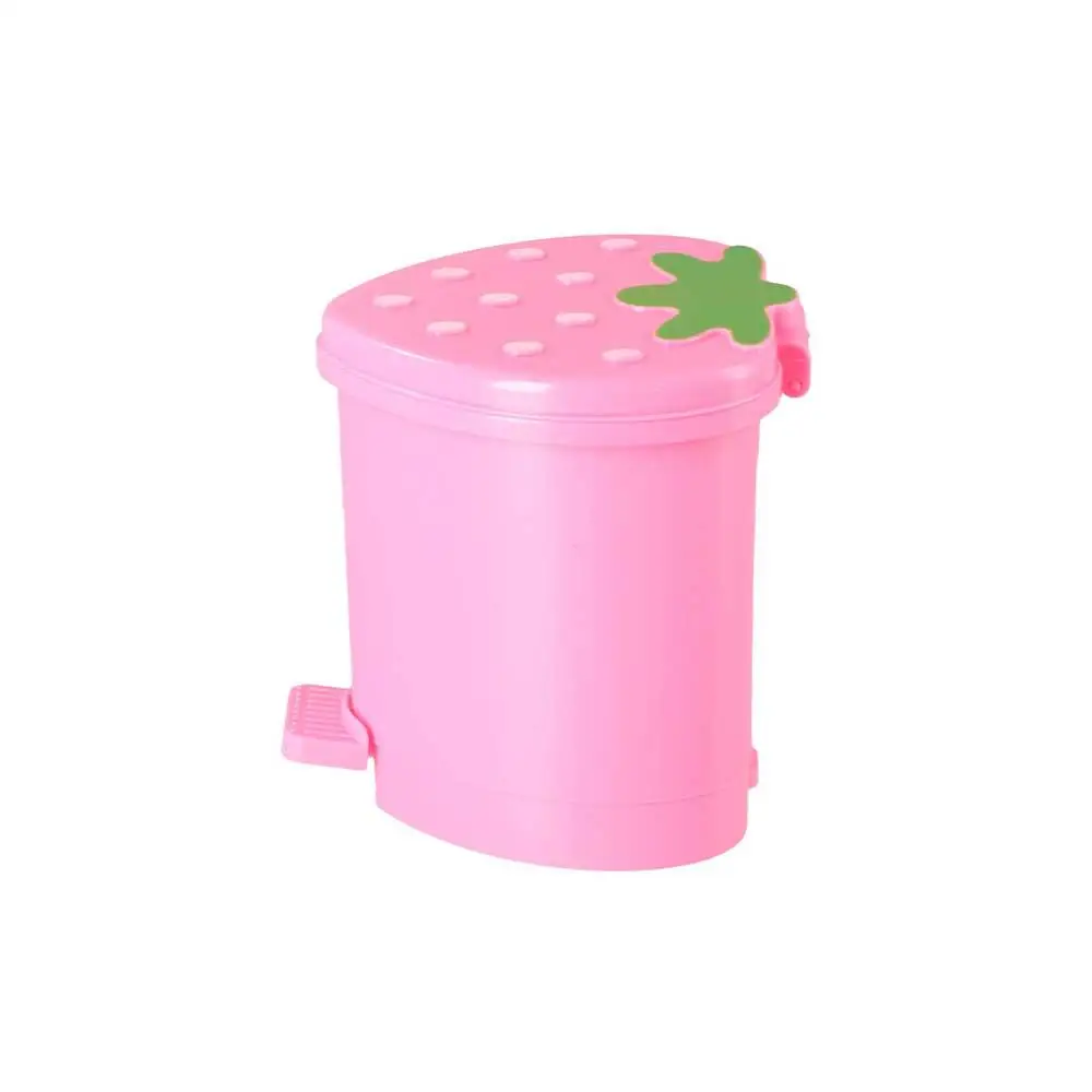 Red Durable Mini Garbage Container Washable With Lid Strawberry No Odor Sealing Dustbin Wastebasket Trash Can Trash Basket