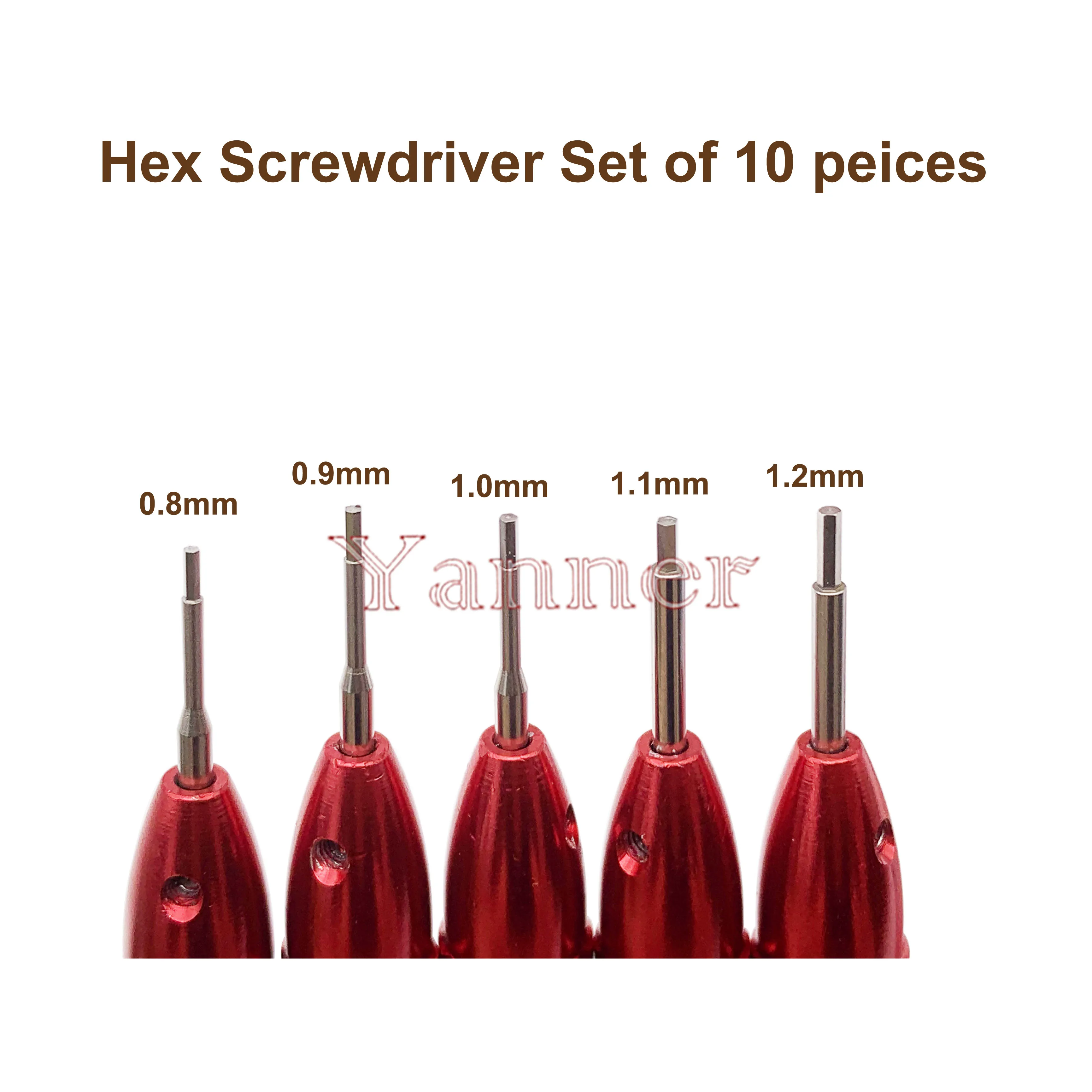 10 Pcs Precision Hex Screwdriver with High Quality Professional Watchmaker Tools 0.8-2.0mm Hexagonal Blade screwdriver