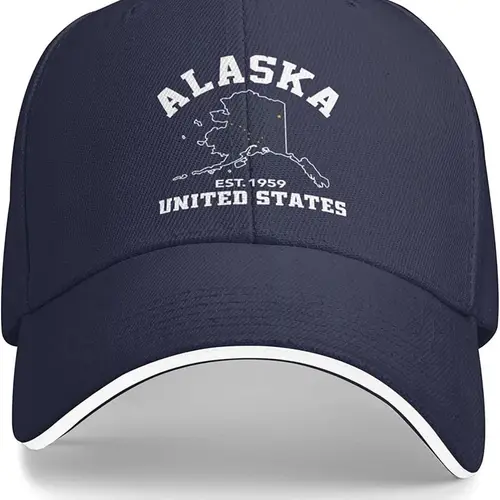 알래스카 이스트 1959 애국 국기 남자 야구 모자, 여자 조정 가능한 태양 여름 아빠 골프 트럭 운전사 모자 