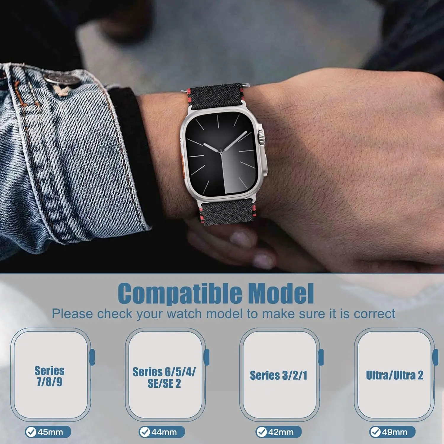 Super wytrzymały nylonowy pasek do zegarka Apple Watch Ultra2 49 mm 45 mm 44 mm 42 mm, do zegarka Apple Watch Ultra Band 9 8 7 6 5 4 3 SE Ultra2