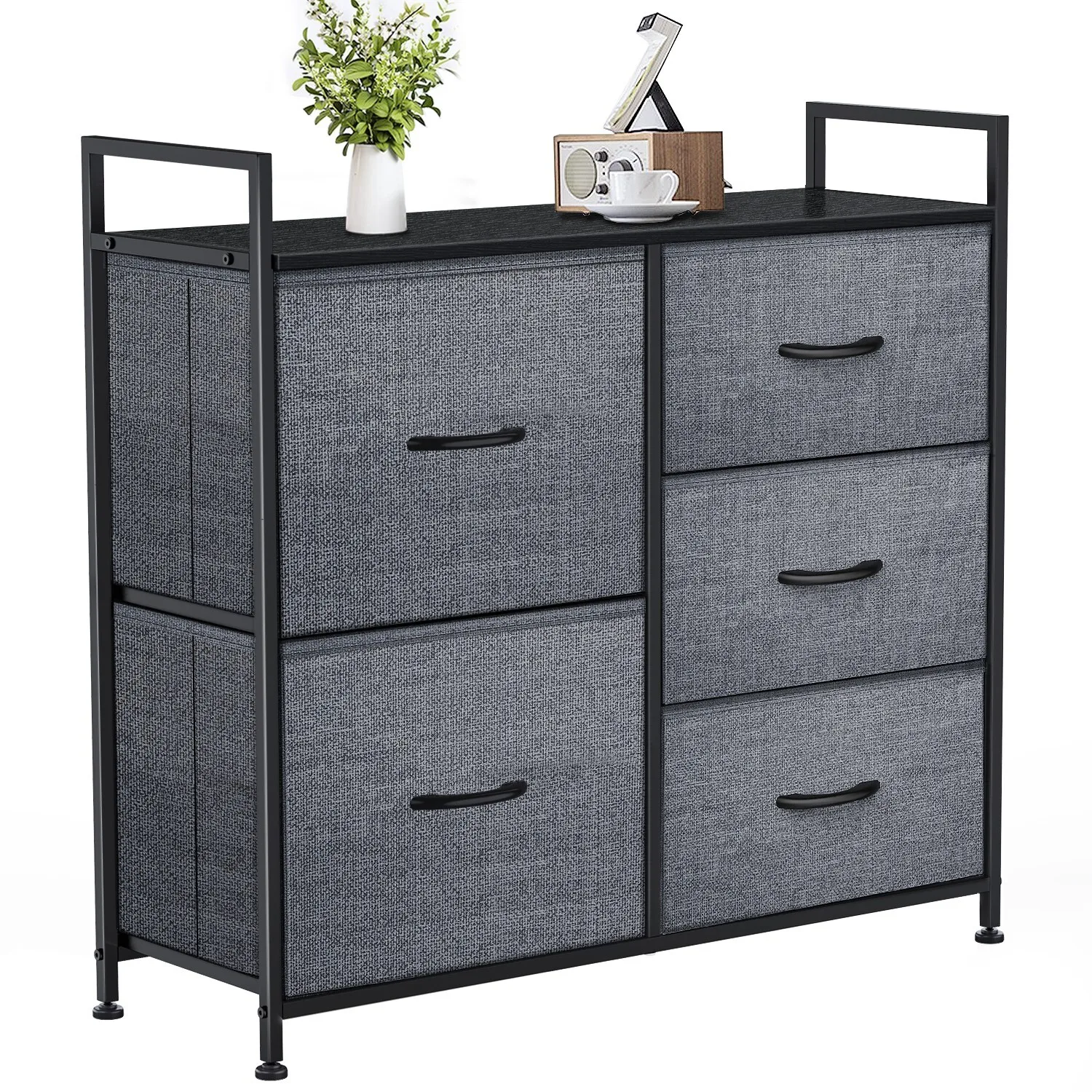 

5 Drawer Dresser for Bedroom Storage Tower with Fabric Bins Sturdy Metal Frame Modern Organizer Closet Storage Unit Home