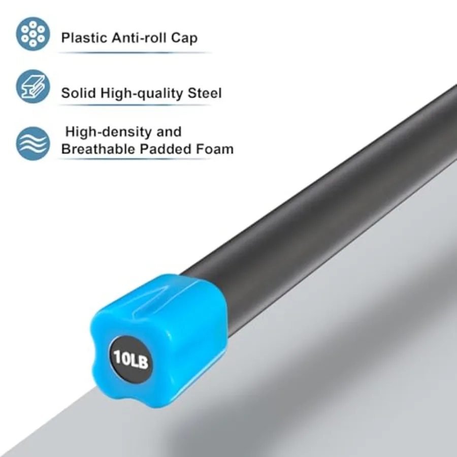 Fitvids Total Body Workout Weighted Bar Set of 3 Including 10 15 and 20LBS for Full-Body Strength Training Resistance Exercises