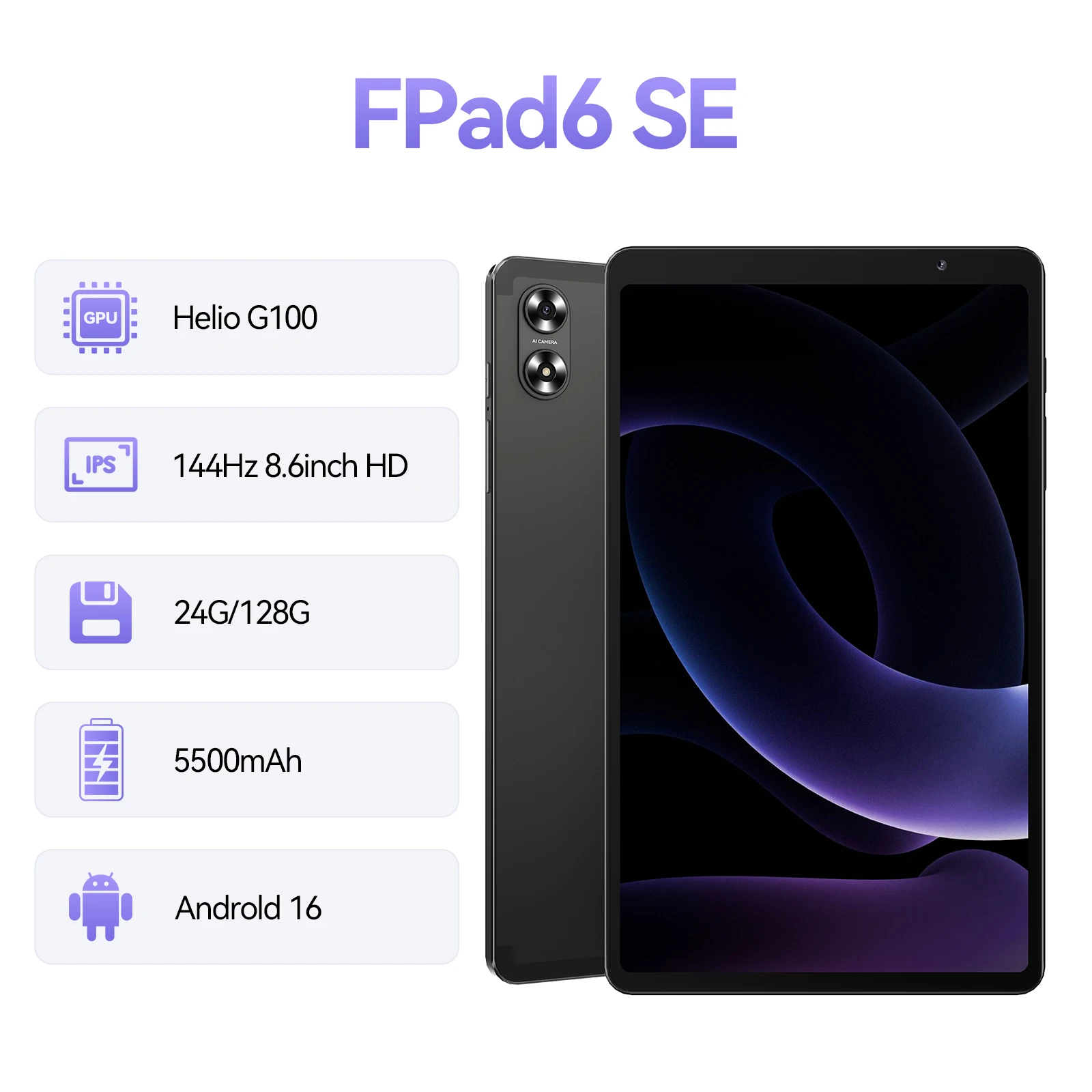 

Headwolf FPad6E android16 tablet 8 inch 2.5K Display 24GB 128GB G100 CPU, PD18W, 8MP/16MP Camera, SIM 4G LTE tablet