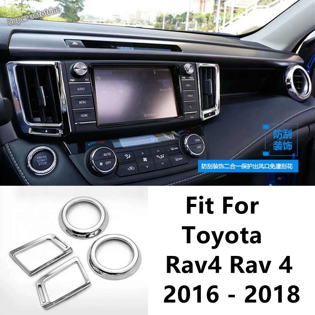 

Central Dashboard Air Conditioning AC Outlet Vent Frame Cover Trim For Toyota RAV4 RAV 4 2016 2017 2018 ABS Chrome Accessories