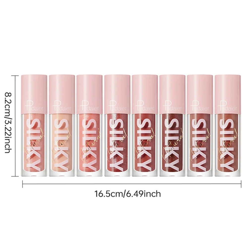 ミラー保湿リップグレーズ 8 個セット - 光沢のある効果、保湿フォーミュラ、長持ち、色褪せしにくい、に適しています。