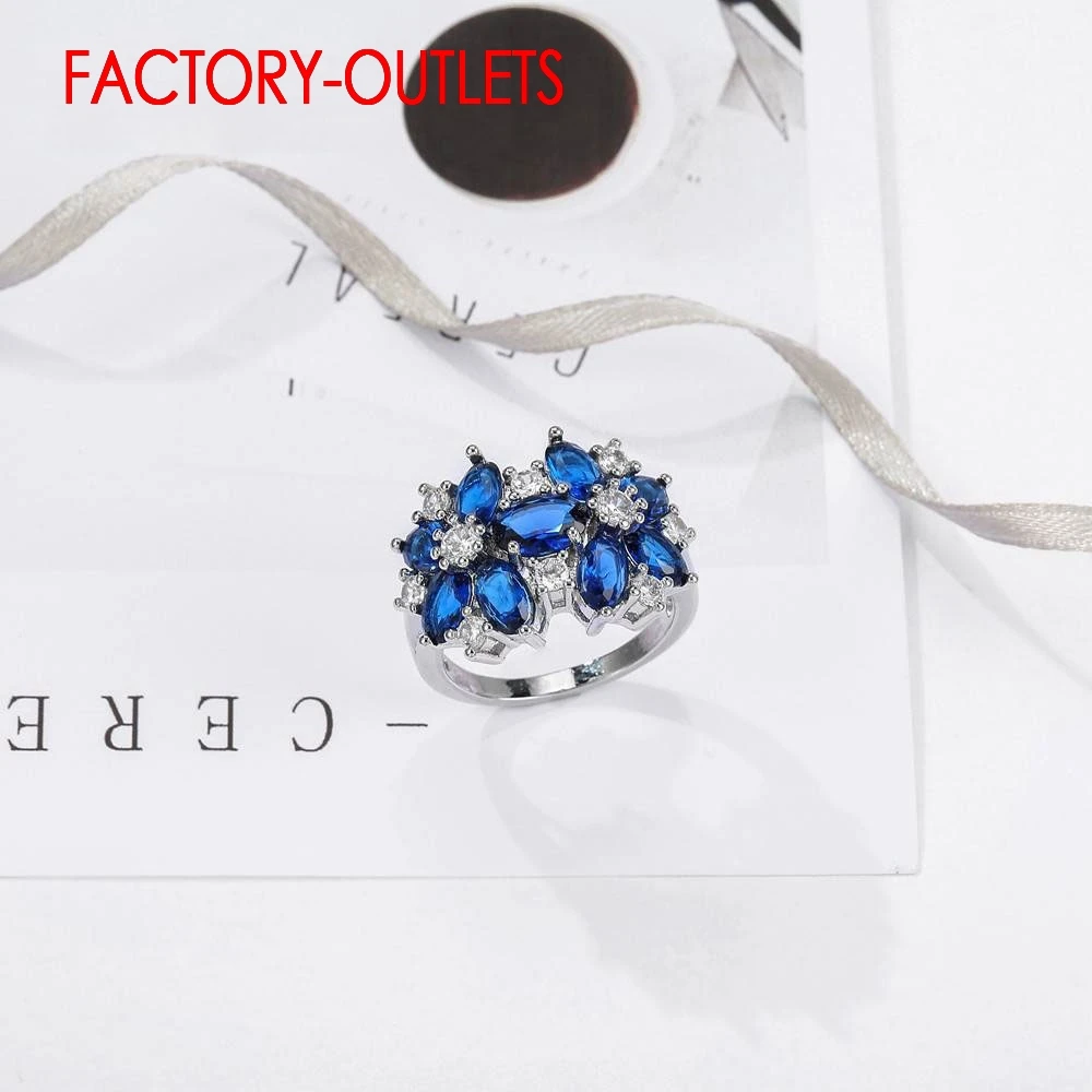 Fashion Jewelry 925 Sterling Silver Ring Bridal Set Cubic Zirconia Prong Setting Romantic Style Women Girls Party Engagement