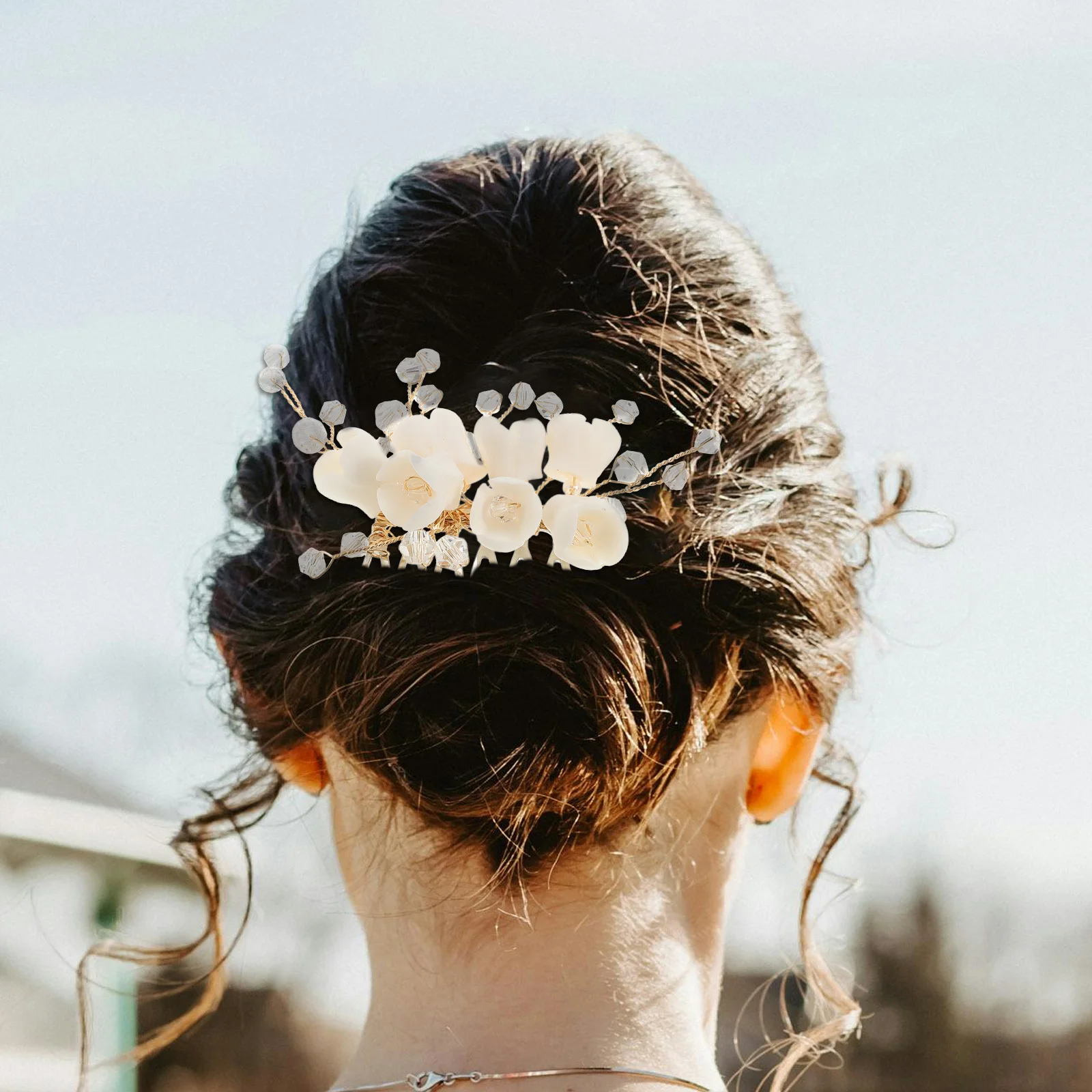 

Resin Flower Bridal Hair Comb Elegant Lightweight Wedding Accessory Versatile Side Comb Hairpin For Women Formal Occasions