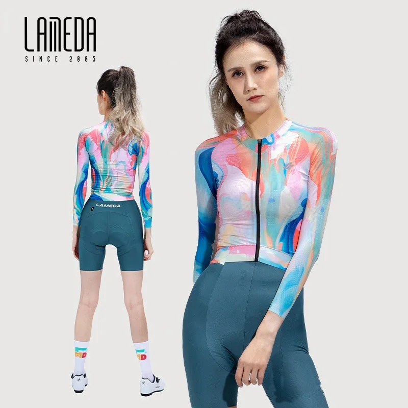 

LAMEDA New Professional Cycling Jersey Thin Quick Drying Spring Summer Women YKK Zip MTB Road Bike Long Sleeves Clothing Jackets