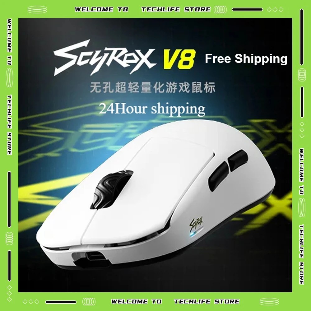 

Scyrox V8 Lightweight 36g Wireless Gaming Mouse 8K Polling Rate PAW3950 Sensor Tri Mode Ergonomic FPS Esports Mouse Peripherals