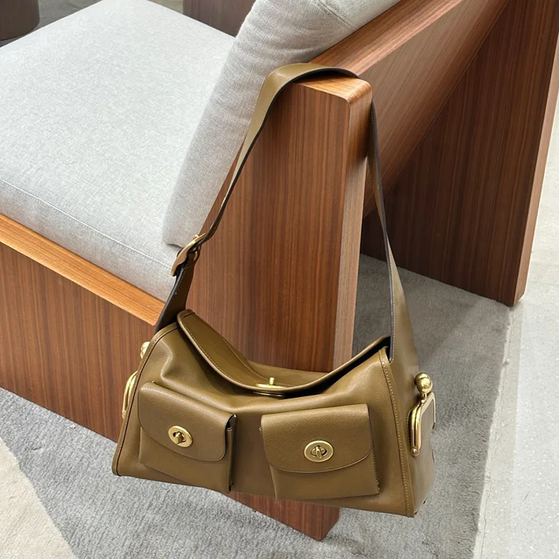 SHELKSBAG 2026 New Retro Style Designer Underarm Bag Women's Versatile Multi-Pocket Fashionable and Simple Shoulder Bags
