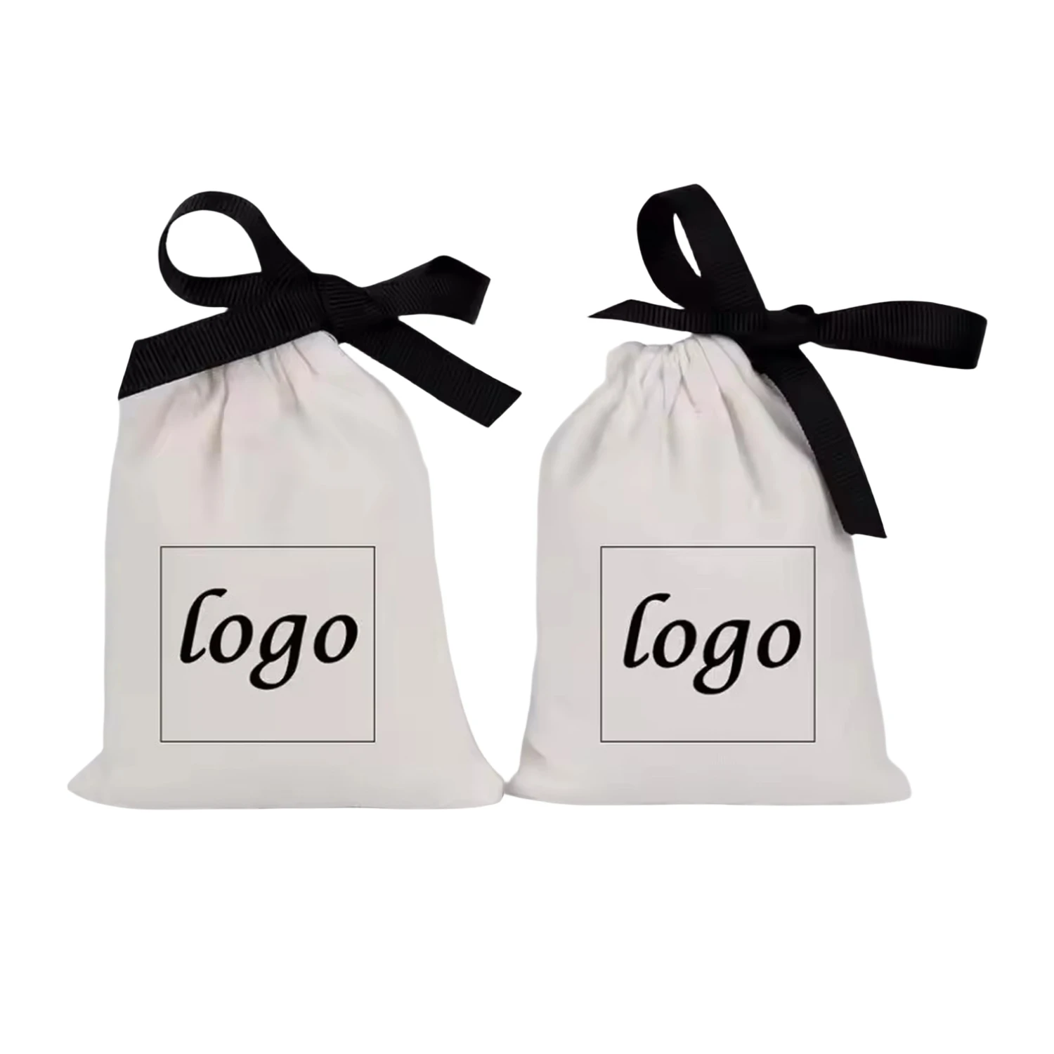 

100 Cotton Jewelry Packaging Ribbon White Canvas Drawstring Bag for Wedding Favor Bags Personalized Custom Logo Chic Small Pouch
