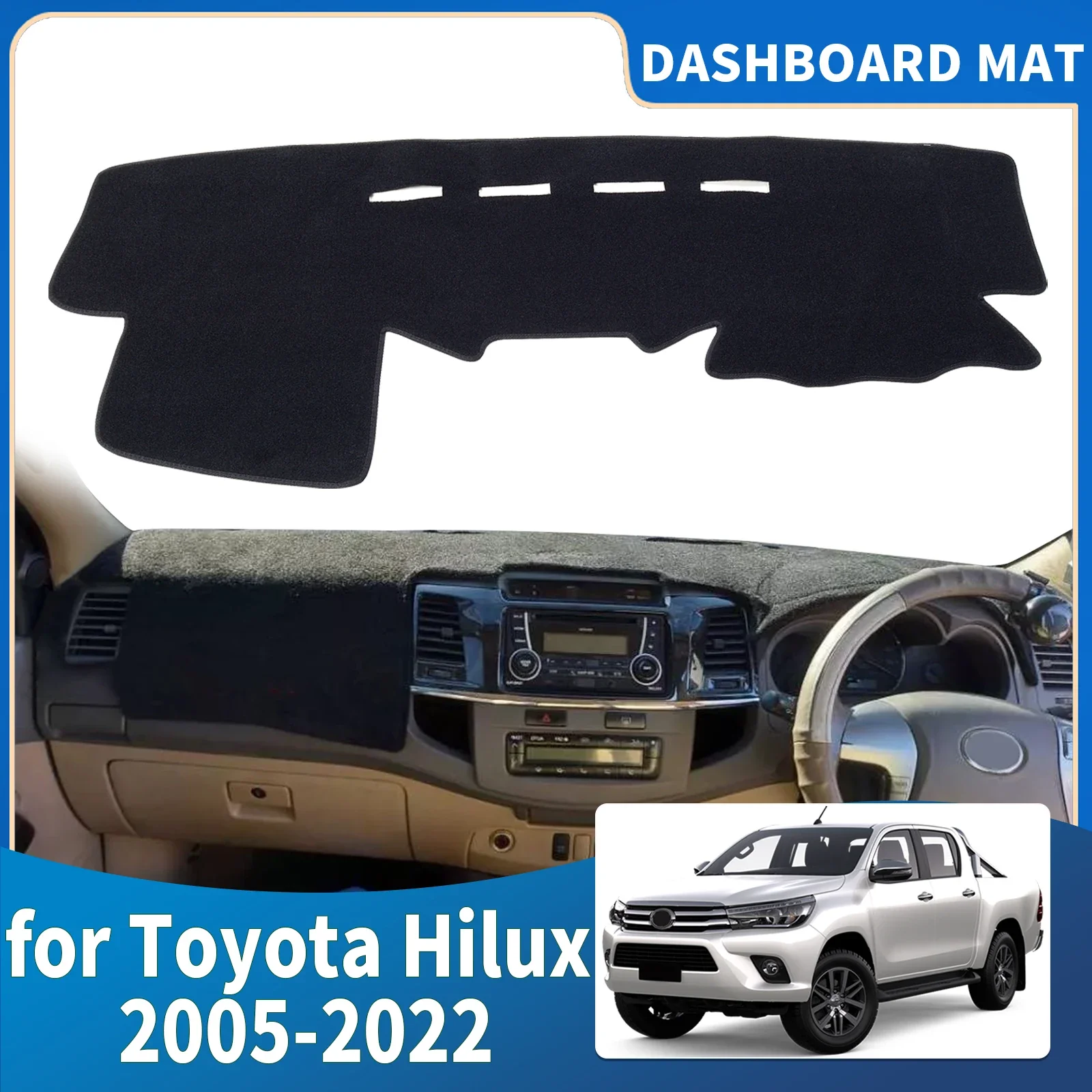 

Подходит для Toyota Hilux 2005-2022, Fortuner AN30: Защитный коврик-накладка на приборную панель, аксессуары, солнцезащитный козырек