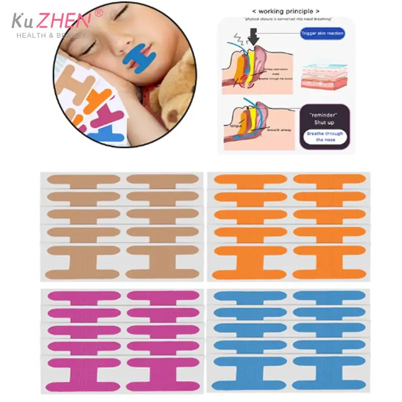 20Pcs/Pack Anti-Snoring Stickers For Children Adult Night Sleep Lip Nose Breathing Improving Patch Mouth Correction Sticker Tape