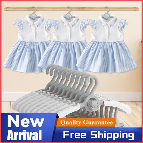 10Pcs Extendable Baby Nursery Closet Hanger Space Saving Kids Clothes Hanger for Girl Boy Toddler Kids