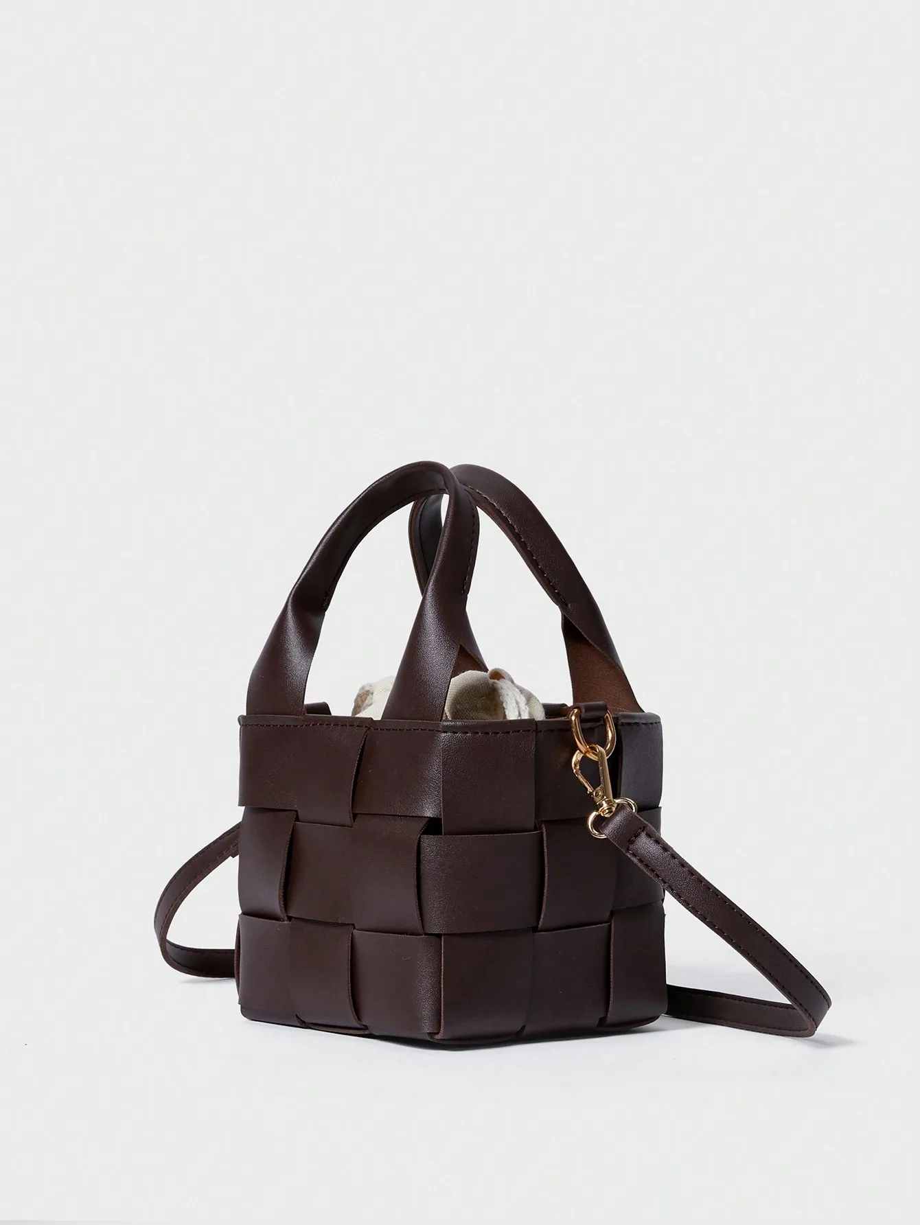 Modische, minimalistische, karierte Bucket Bag, leicht, mit verstellbarem Riemen, Damen-Handtasche mit Tragegriff für Urlaub, Reisen und den Alltag – Detail 14