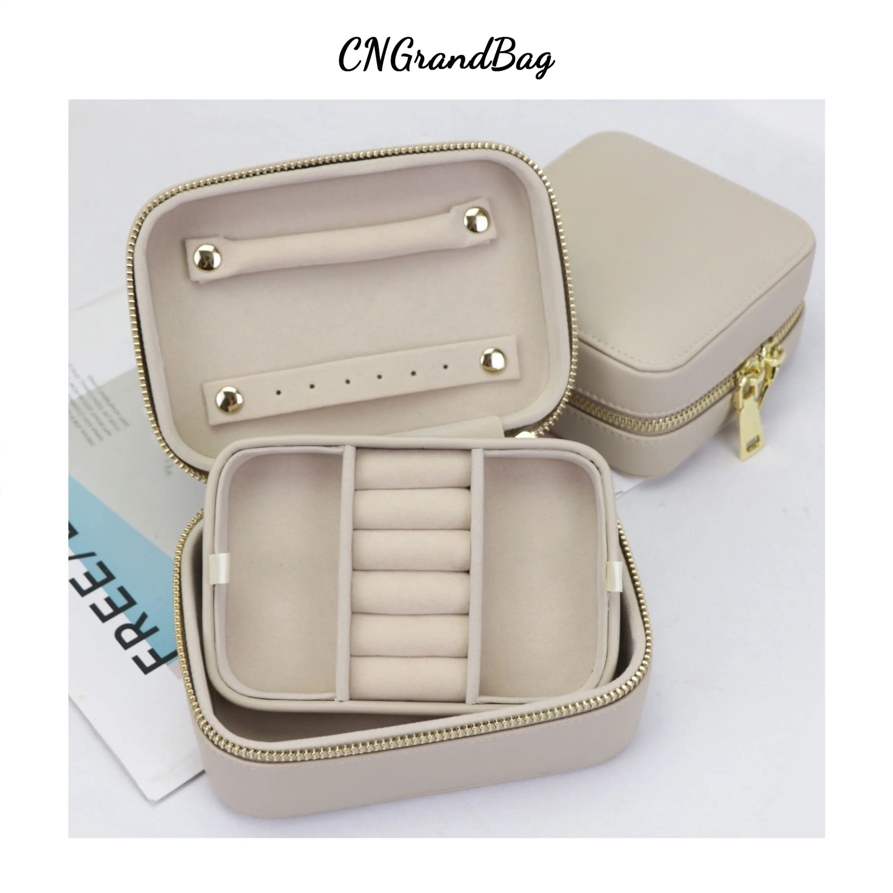 Classic Cow Leather Gift Box For Jewelry Customized Storage Box Travel Earrings Necklace Ring Storage Jewelry Box Portable