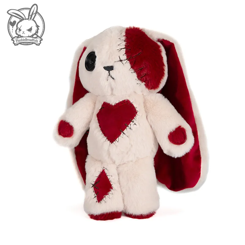 Plushie Dreadfuls Red Bunny Plush Doll Stitched Heart Long Ear Bag Charm Pendant Room Decoration Surprise Gothic Romantic Gift