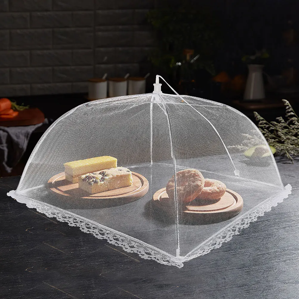 

5pcs Food Collapsible 100x60cm Collapsible Food Cover White 43x43cm 38x38cm Kitchen Mesh Tent Picnic Barbecue Home Portable
