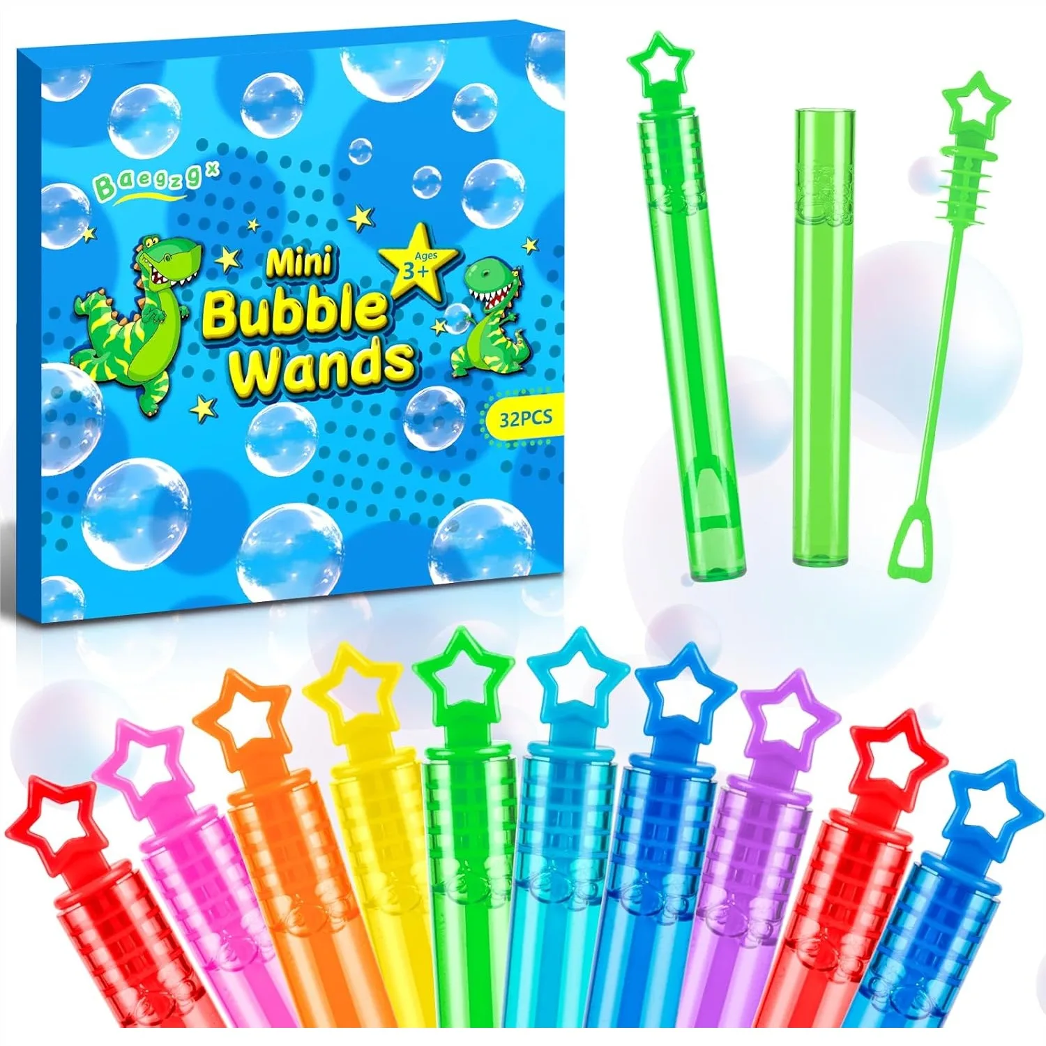

32 Mini Bubble Wands 8 Colors for Kids Party Favors Goodie Bag Fillers Classroom Rewards