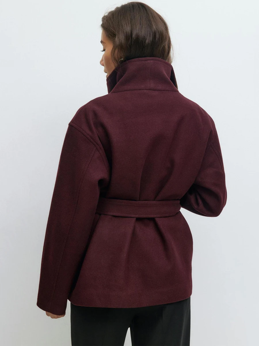 2026 New Women's Woolen Coat with Belt Autumn Winter Jacket Lady Commuter Outerwear Female Stand Collar Casual Short Coat