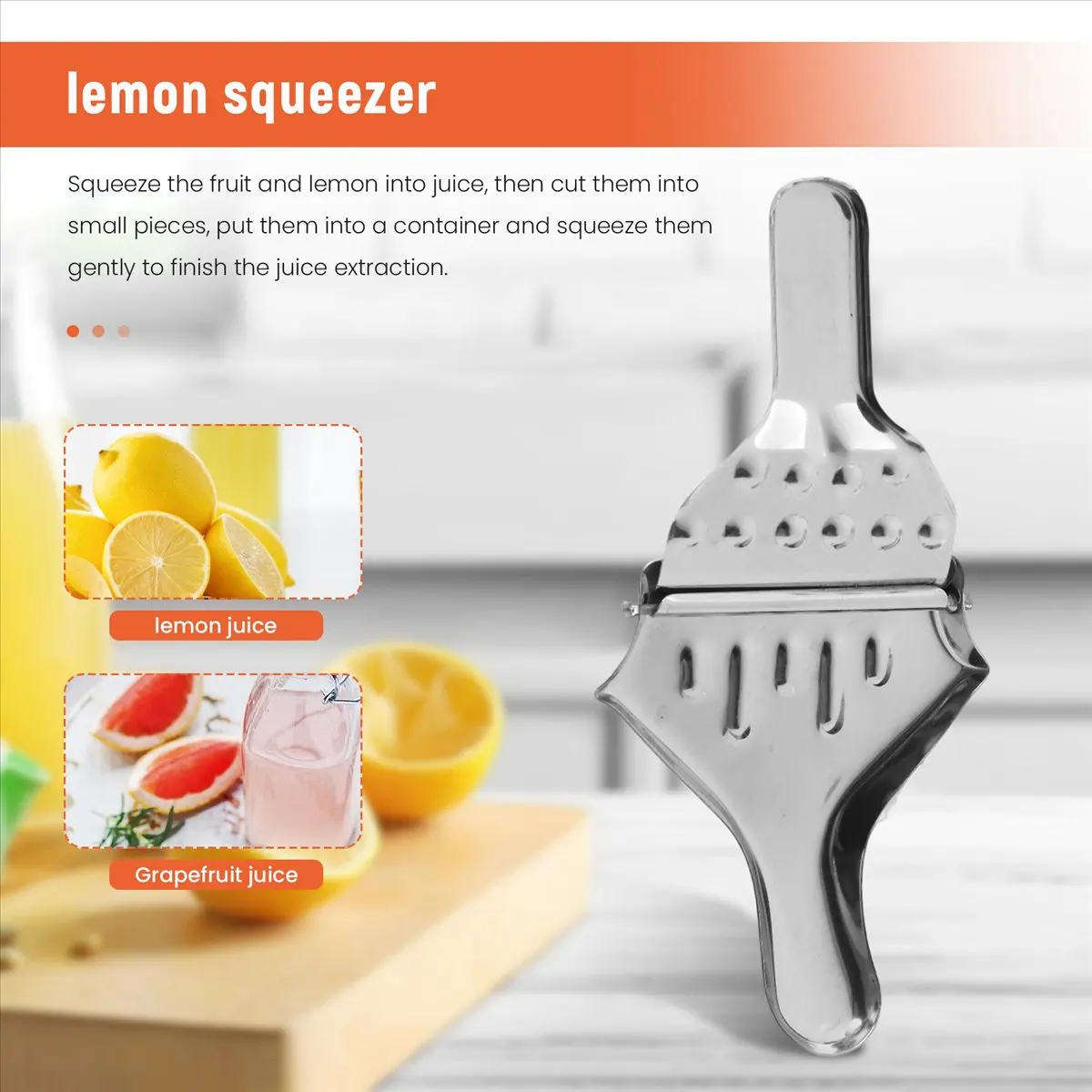 ABJS Stainless Steel Lemon Wedge Squeezer, Manual Lemon Clamp, Citrus Squeezer, for Home, Kitchen, Bar, 4 Pieces