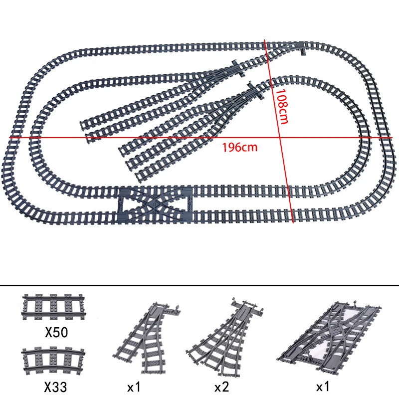 MOC City Trains Train Rail Crossing Tracks Straight Curved Rails High-Speed Railway Building Block Bricks Toys For Children