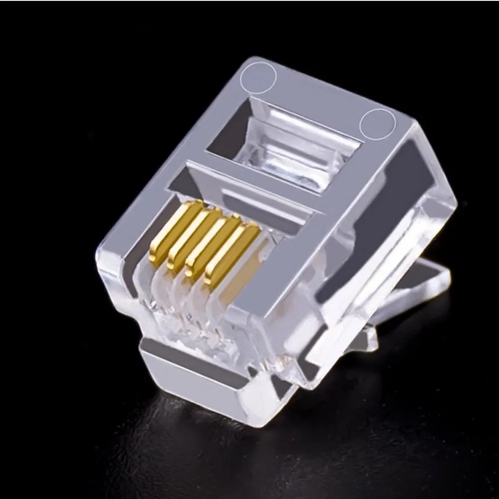 100PCS/lot RJ11 6P2C 6P4C 6P6C Telephone Internet Modular Plug Jack RJ11 Connector RJ-11 Crystal Heads Gold-Plated