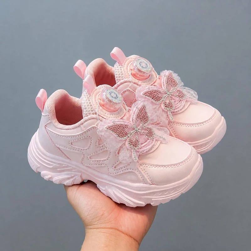 Kinder-Sneaker Süße Schmetterling-Mädchen-Prinzessinnen-Freizeitschuhe Dicke Weiche Sohle 2026 Brandneue Kinder-Sportschuhe Rutschfest Trendig – Detail 3