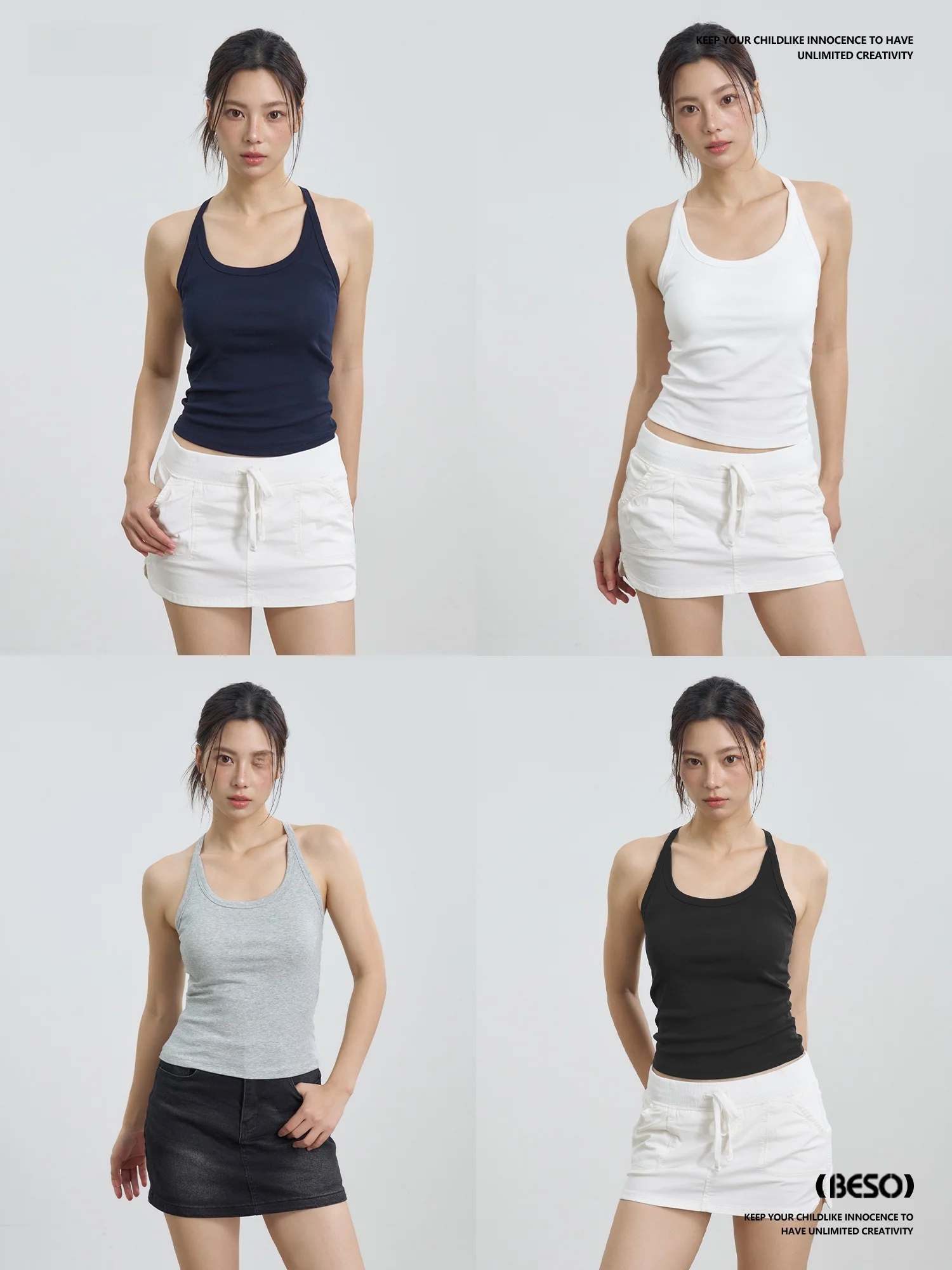 

Женская хлопковая майка BESOBER Slim Fit для лета, без рукавов, с красивыми бретелями, укороченная, U-образный вырез