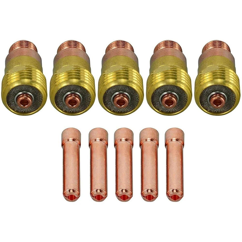 10 Pcs/set TIG For Stubby Gas Lens 17GL332 10N24S 3/32 &TIG Collet Kit DB SR WP 17 18 26 Professional Welding Accessories