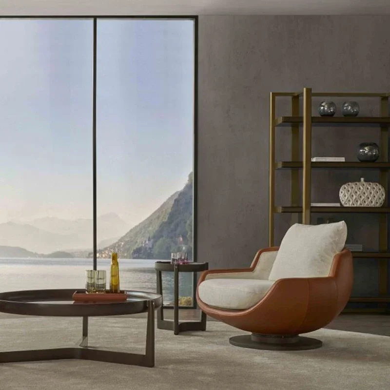 

Nordic Postmodern Light Luxury Metal Frame Sofa Chair – Designer Backrest Chair for Model Room & Business Negotiation