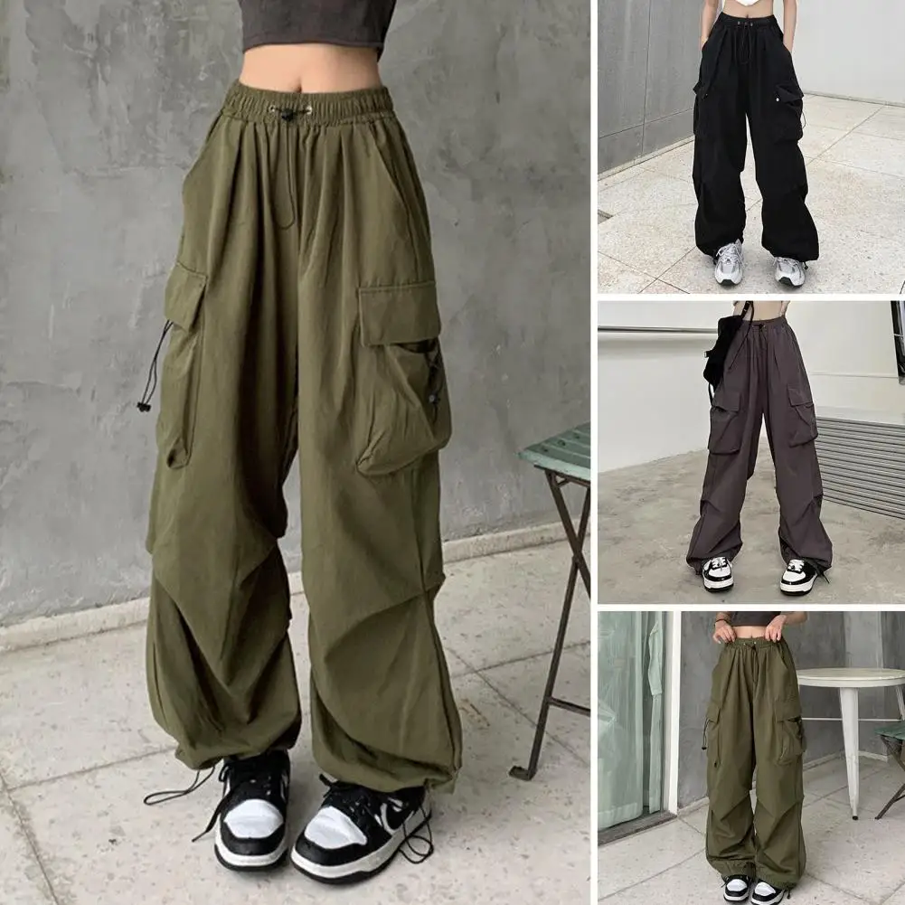 Pantalones con múltiples bolsillos para mujer, Pantalón moderno de cintura alta