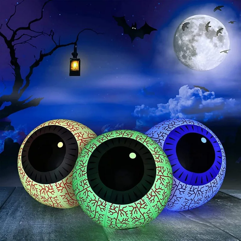 Halloween Decoration 60cm LED Remote Control Light Up Eye Ball Inflatable Light Up Pumpkin Ball Eyeball