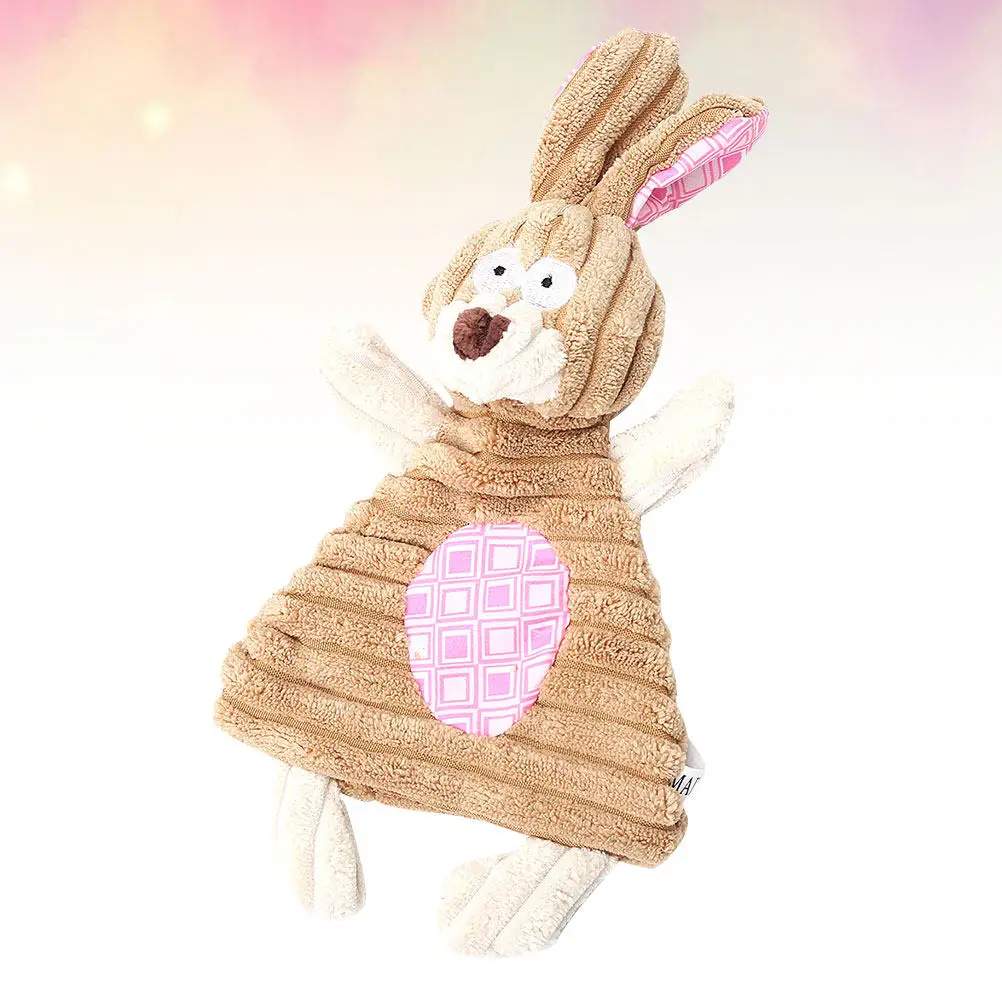 Pink Bunny Light Brown Cartoon Pet Chew Plaything Sound Activated for Dogs Cats Training Molar Relief Destructive Habits Home